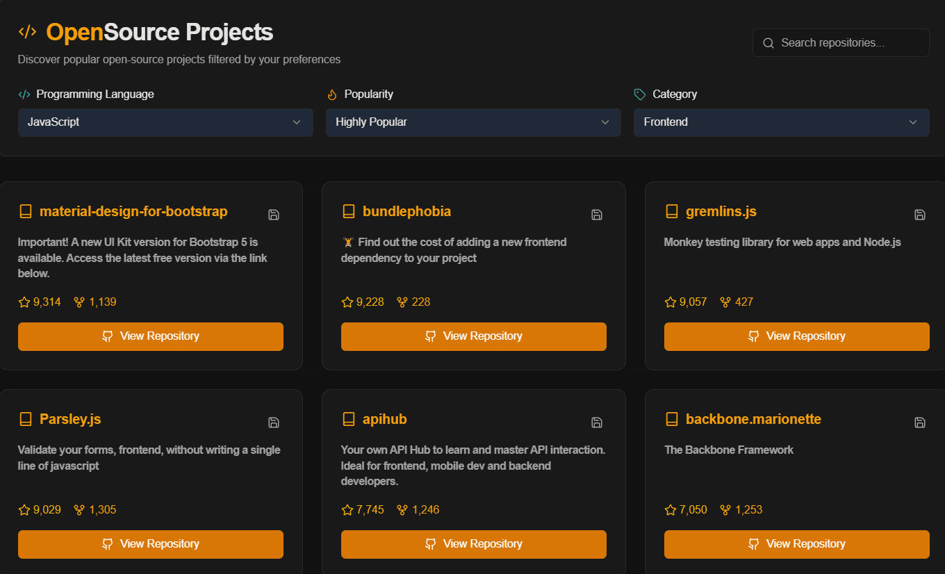 OpenFindr interface